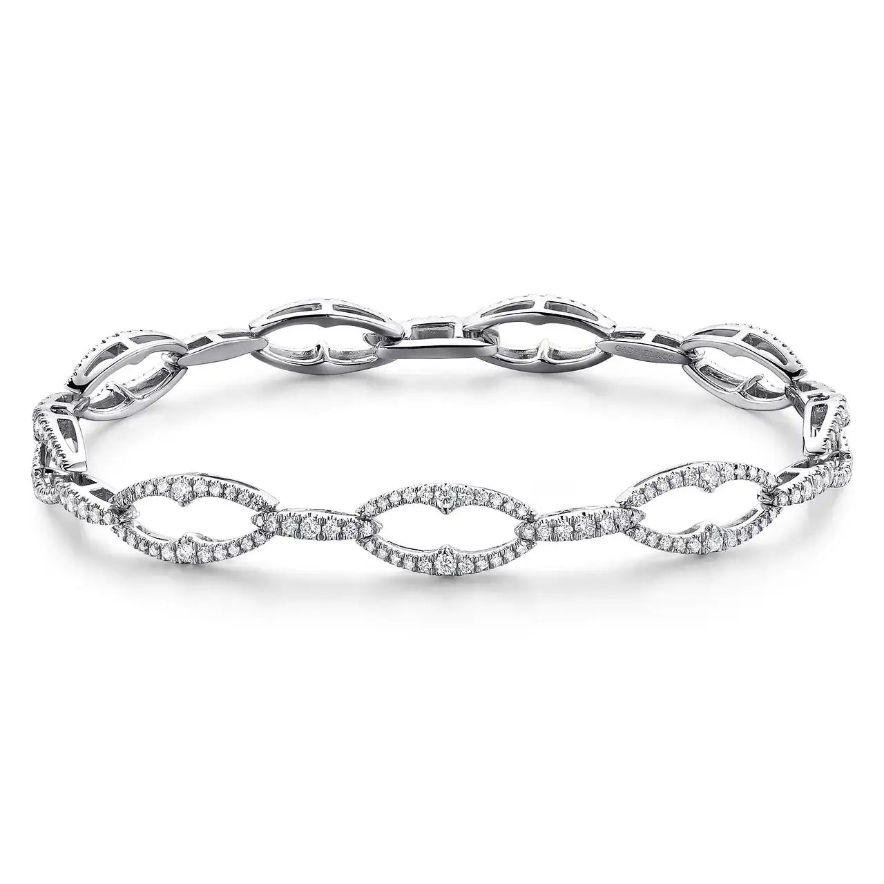 14K White Gold Diamond Links Tennis Bracelet - THEDIAMONDSTORE