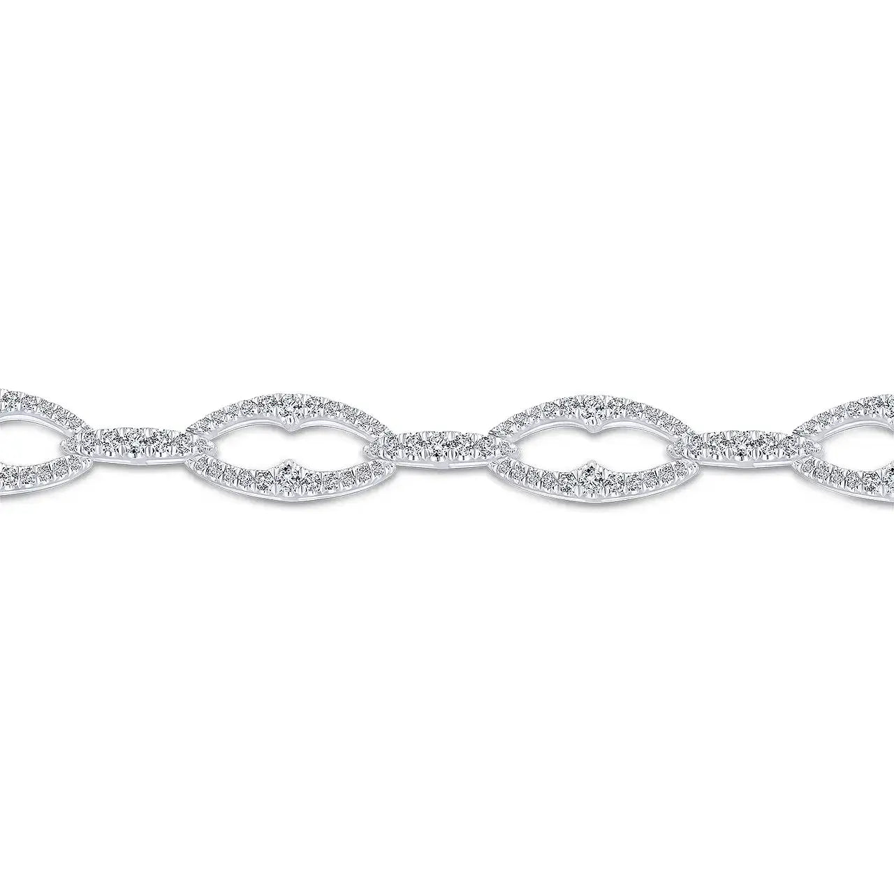 14K White Gold Diamond Links Tennis Bracelet - THEDIAMONDSTORE