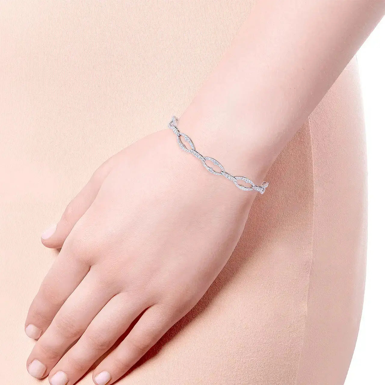 14K White Gold Diamond Links Tennis Bracelet by THEDIAMONDSTORE | The Diamond Store Las Vegas
