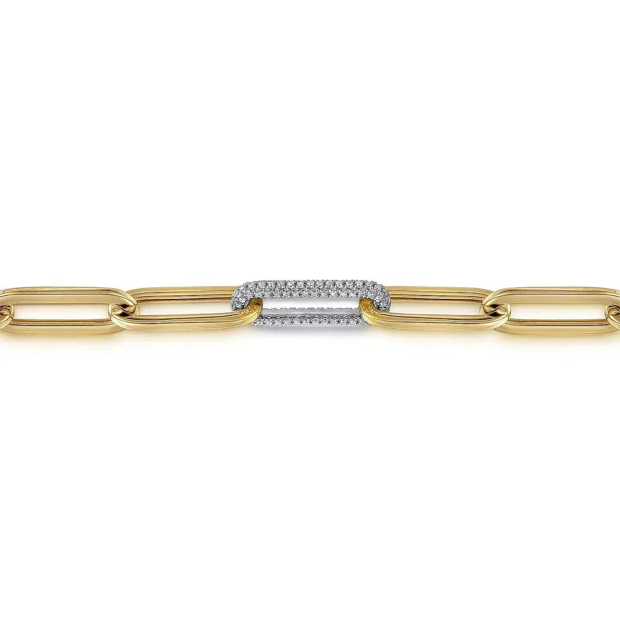 14K White-Yellow Gold Diamond Pavé Link Station Bracelet by THEDIAMONDSTORE | The Diamond Store Las Vegas