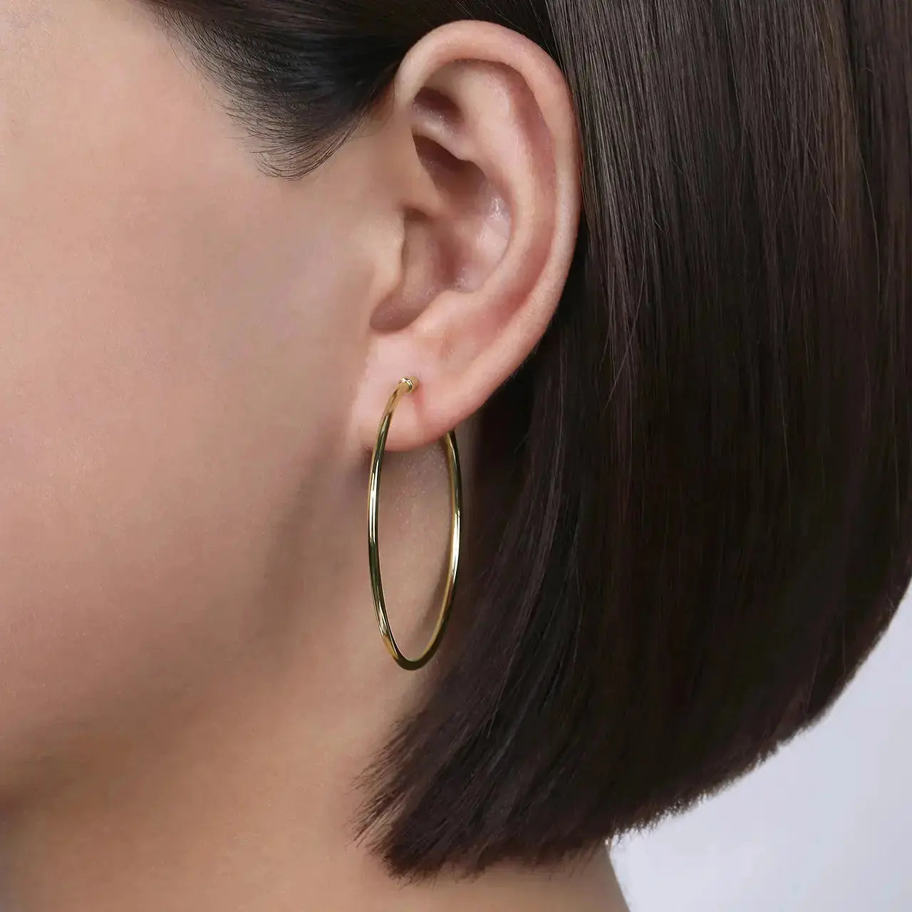 14K Yellow Gold 40 mm Round Classic Hoop Earrings by THEDIAMONDSTORE | The Diamond Store Las Vegas