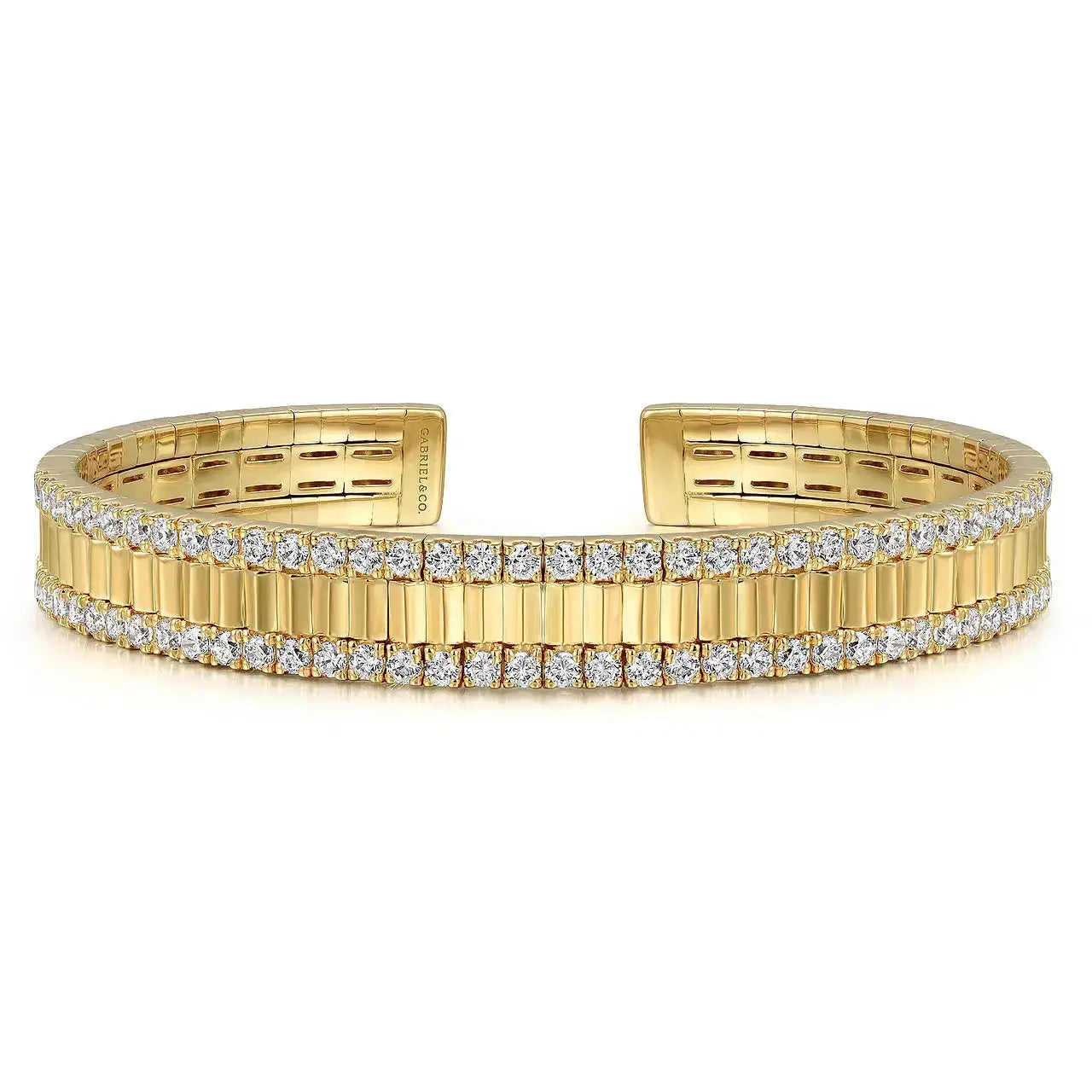 14K Yellow Gold Diamond Cut Cuff Bangle by THEDIAMONDSTORE | The Diamond Store Las Vegas