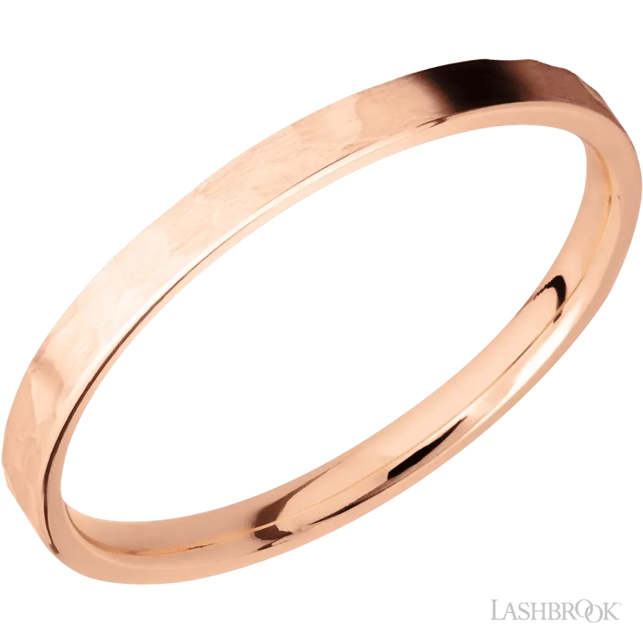 2 mm wide Flat 14K Rose Gold band.