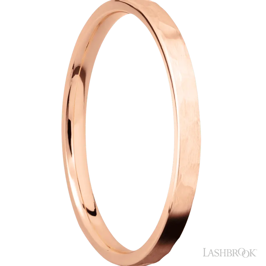 2 mm wide Flat 14K Rose Gold band.