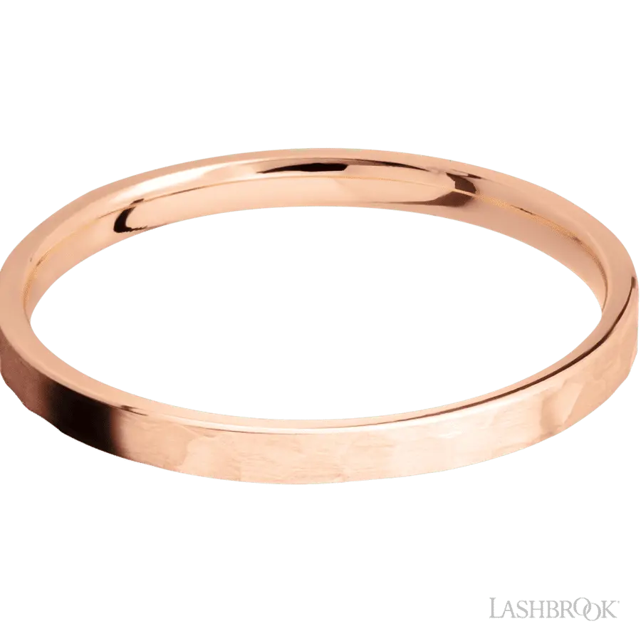 2 mm wide Flat 14K Rose Gold band.