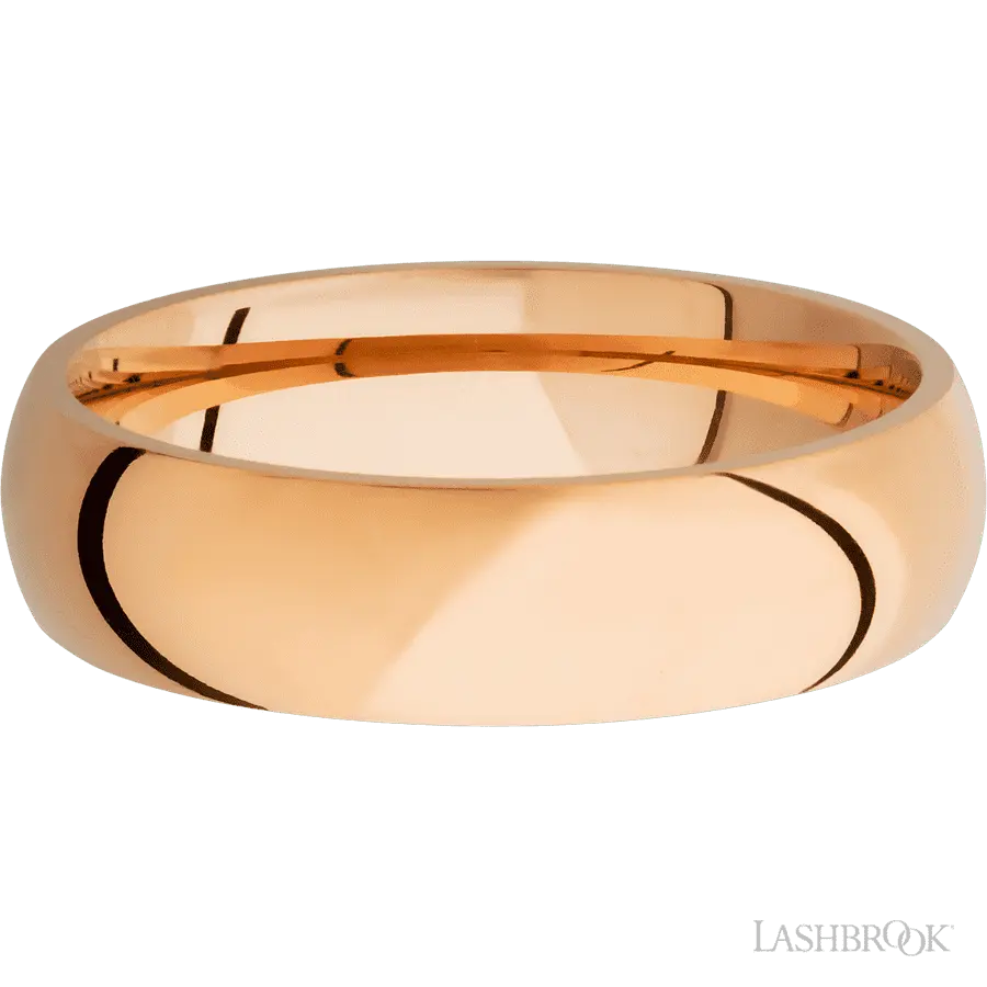 6 mm wide Domed 14K Rose Gold band.