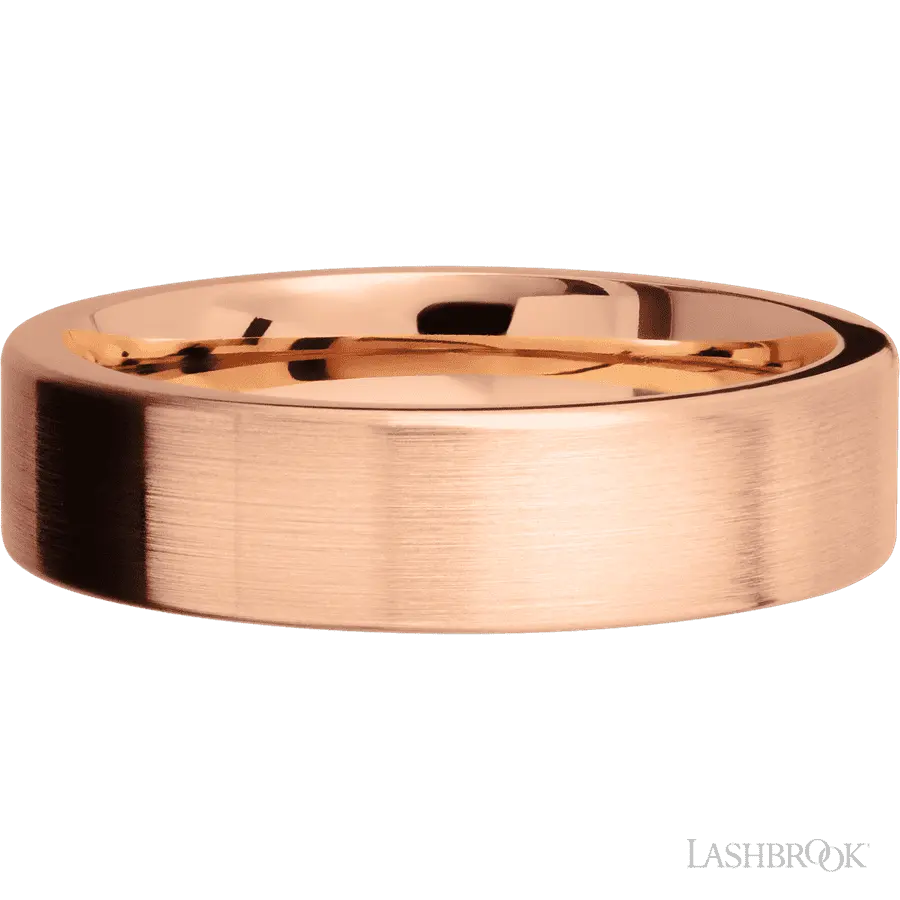 6 mm wide Flat 14K Rose Gold band.