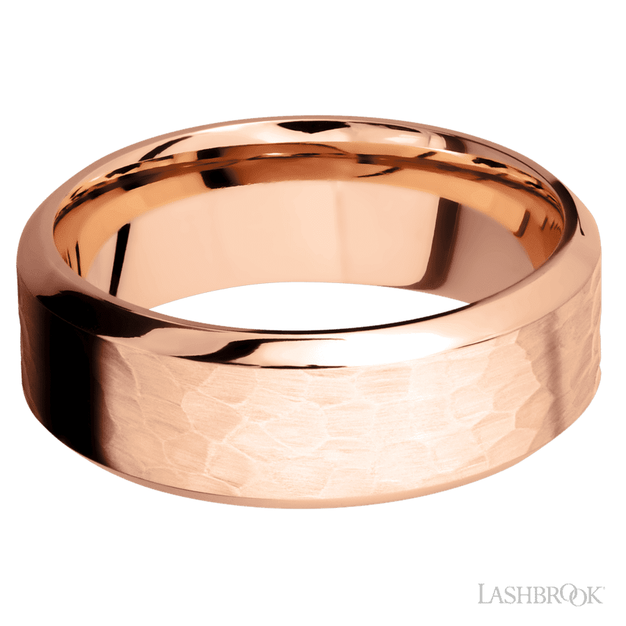 8 mm wide High Bevel 14K Rose Gold band.