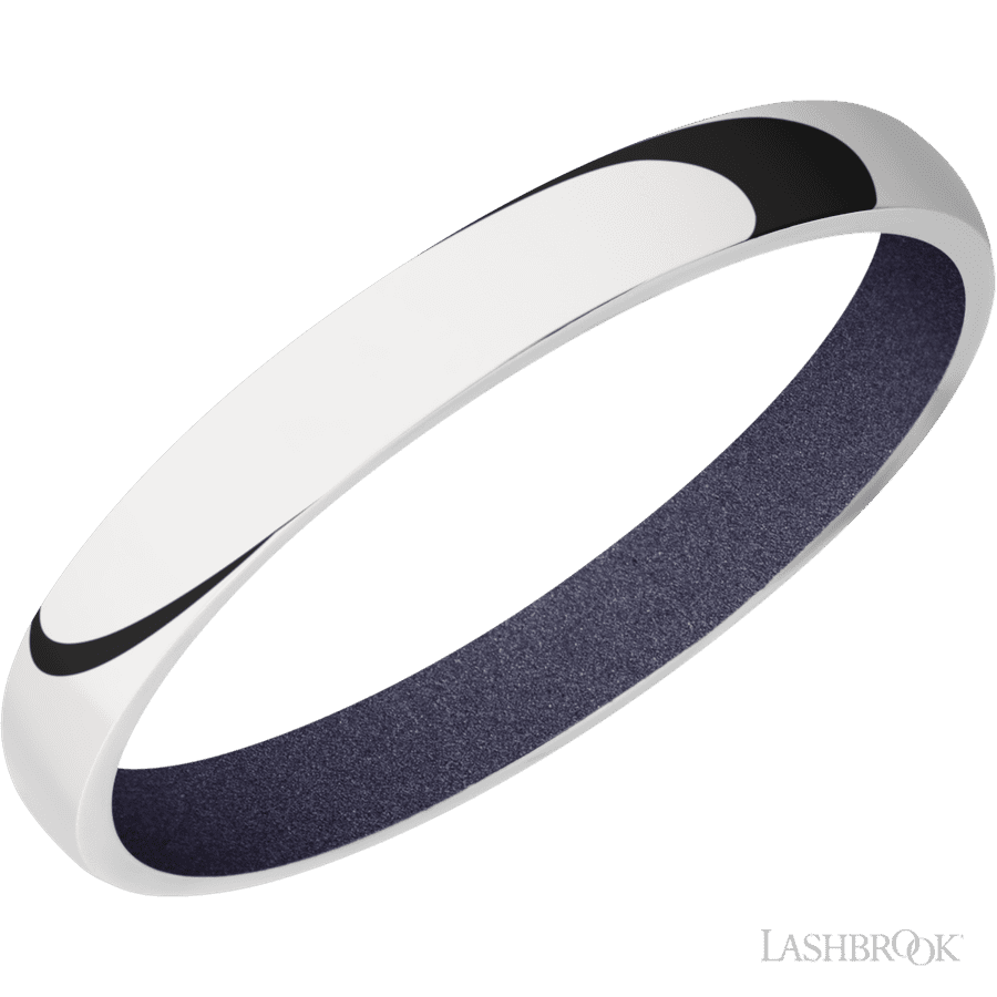 3 mm wide Domed 14K White Gold band featuring a Crushed Orchid sleeve.