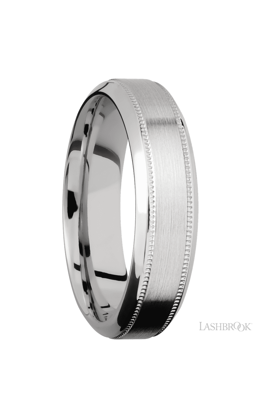6 mm wide High Bevel Milgrain 14K White Gold band.