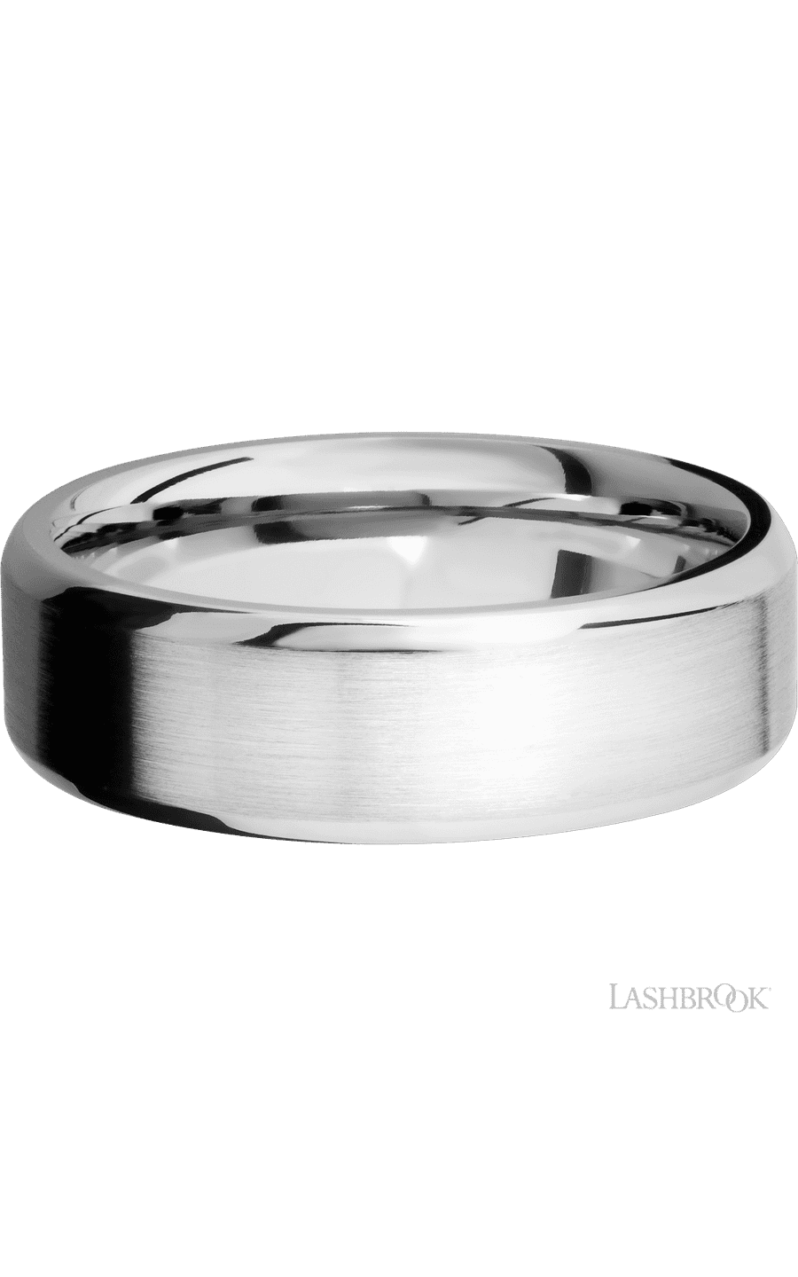 7 mm wide Beveled 14K White Gold band.