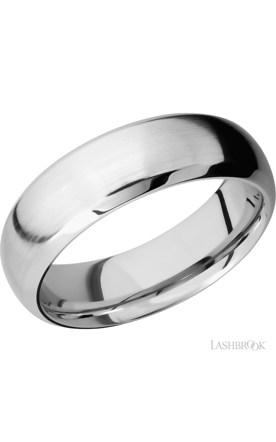 7 mm wide Domed Bevel 14K White Gold band.