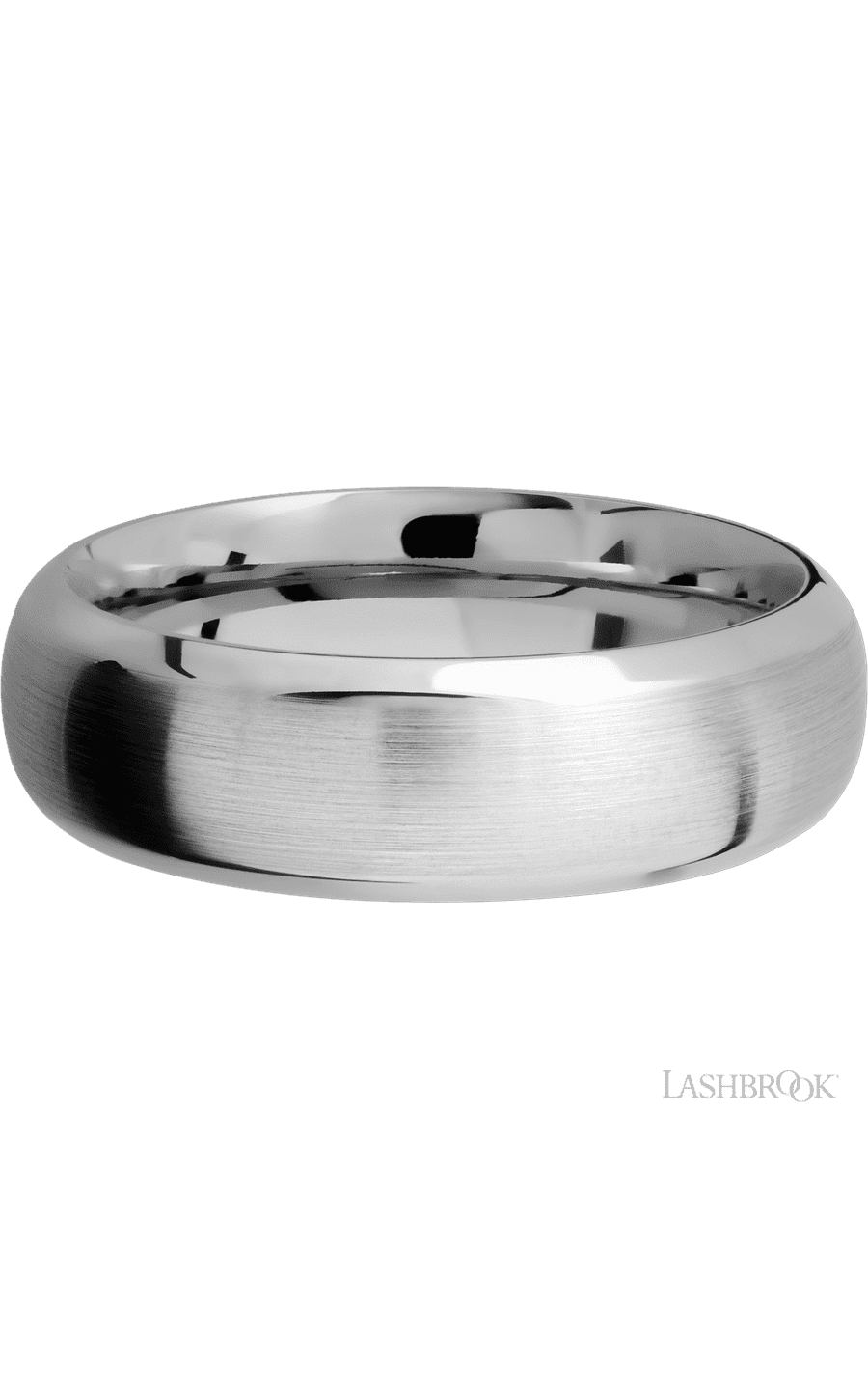 7 mm wide Domed Bevel 14K White Gold band.