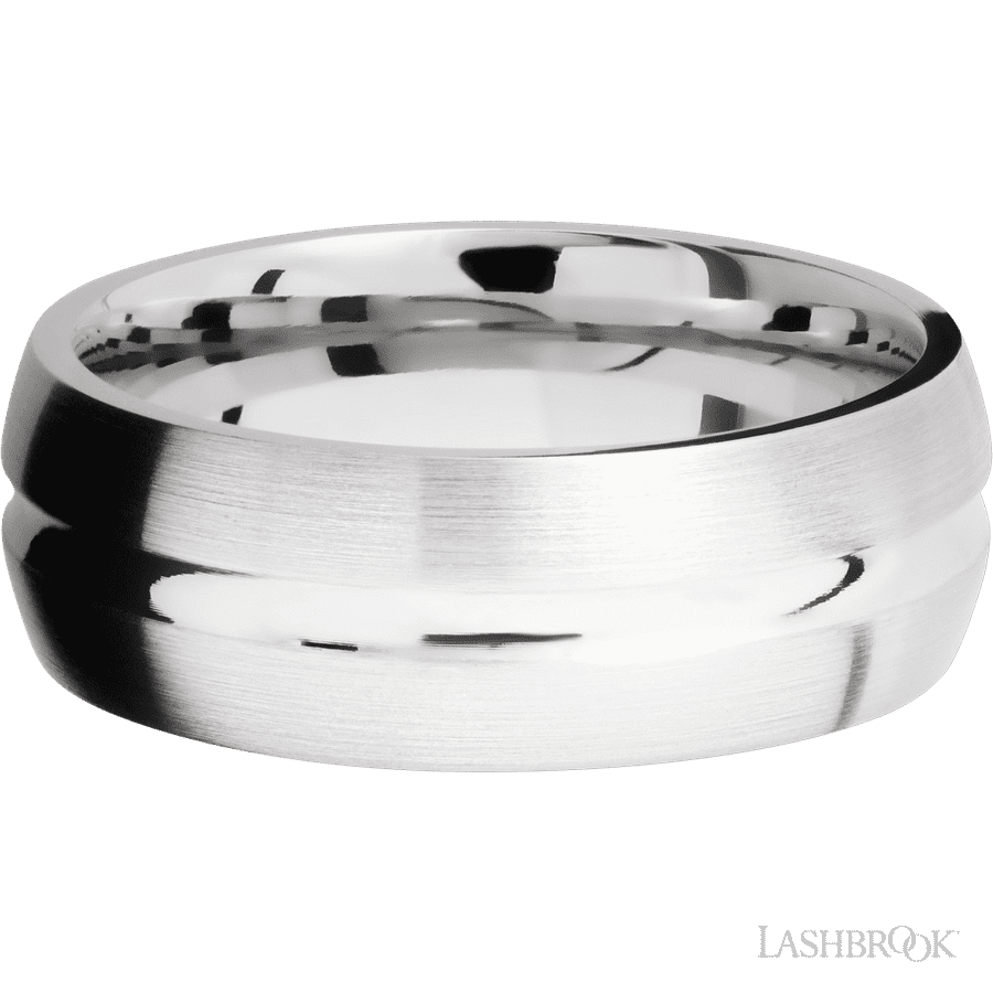 8 mm wide Domed Center Concave 14K White Gold band.