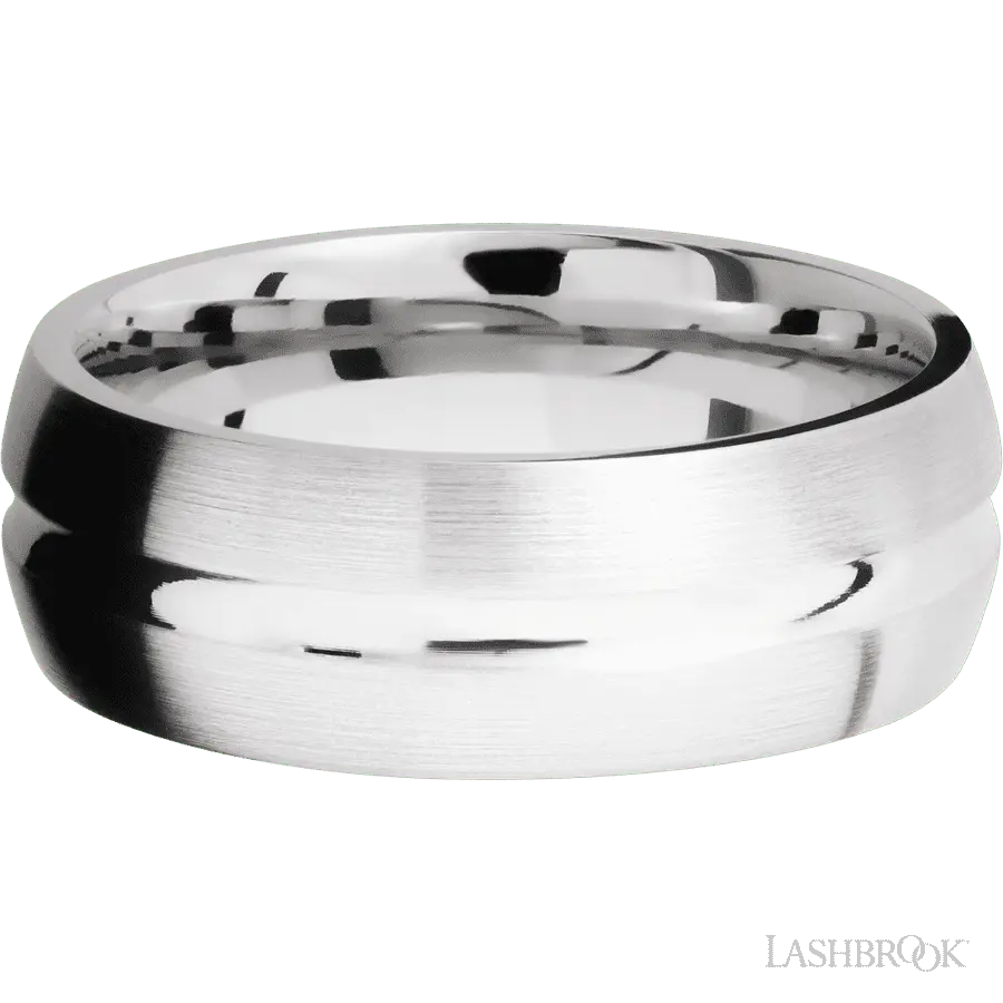 8 mm wide Domed Center Concave 14K White Gold band.