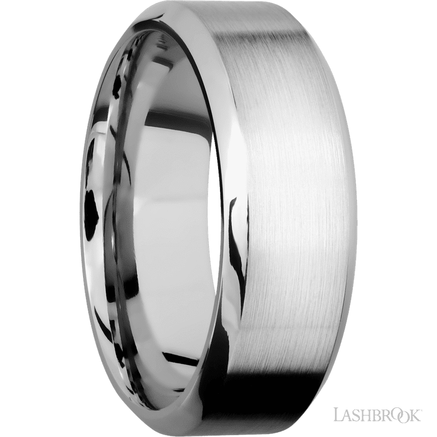8 mm wide High Bevel 14K White Gold band.