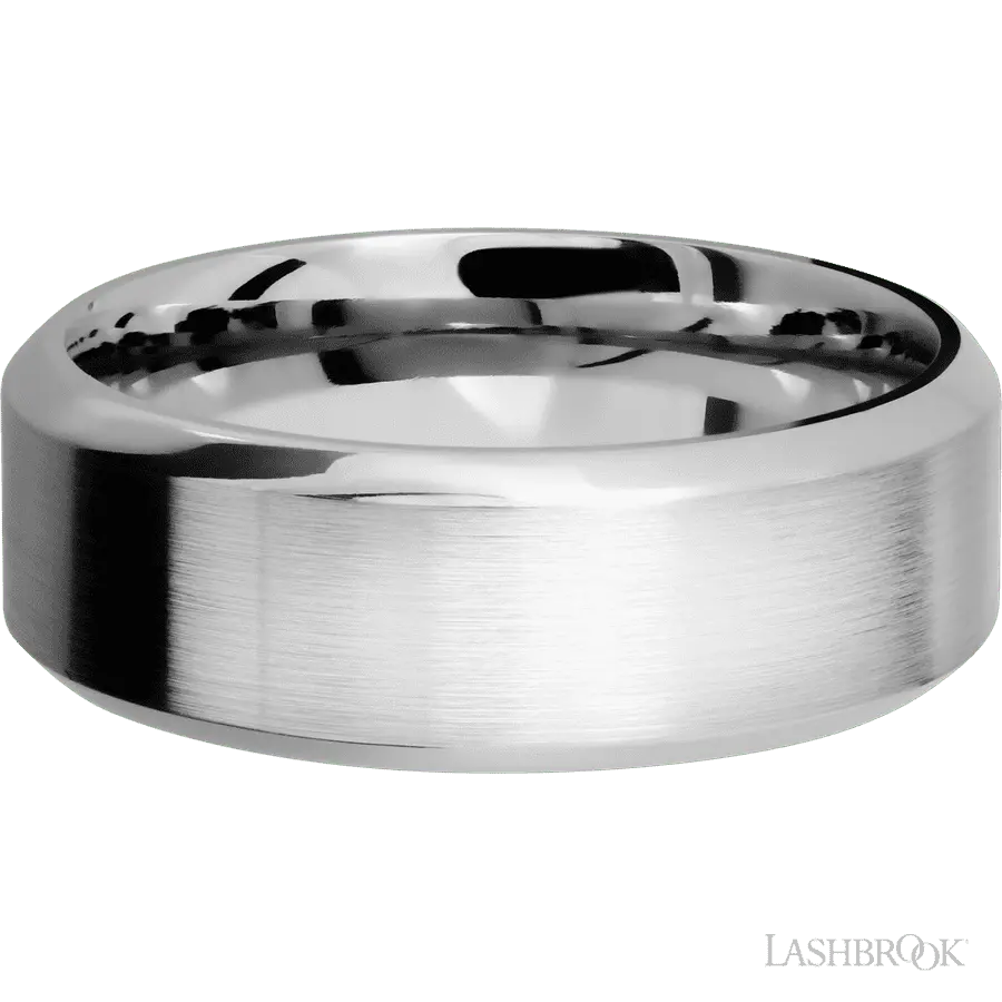 8 mm wide High Bevel 14K White Gold band.