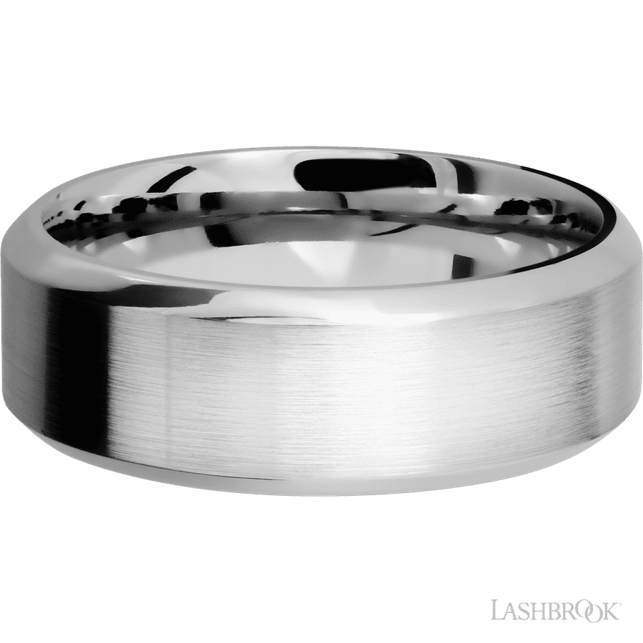 8 mm wide High Bevel 14K White Gold band.