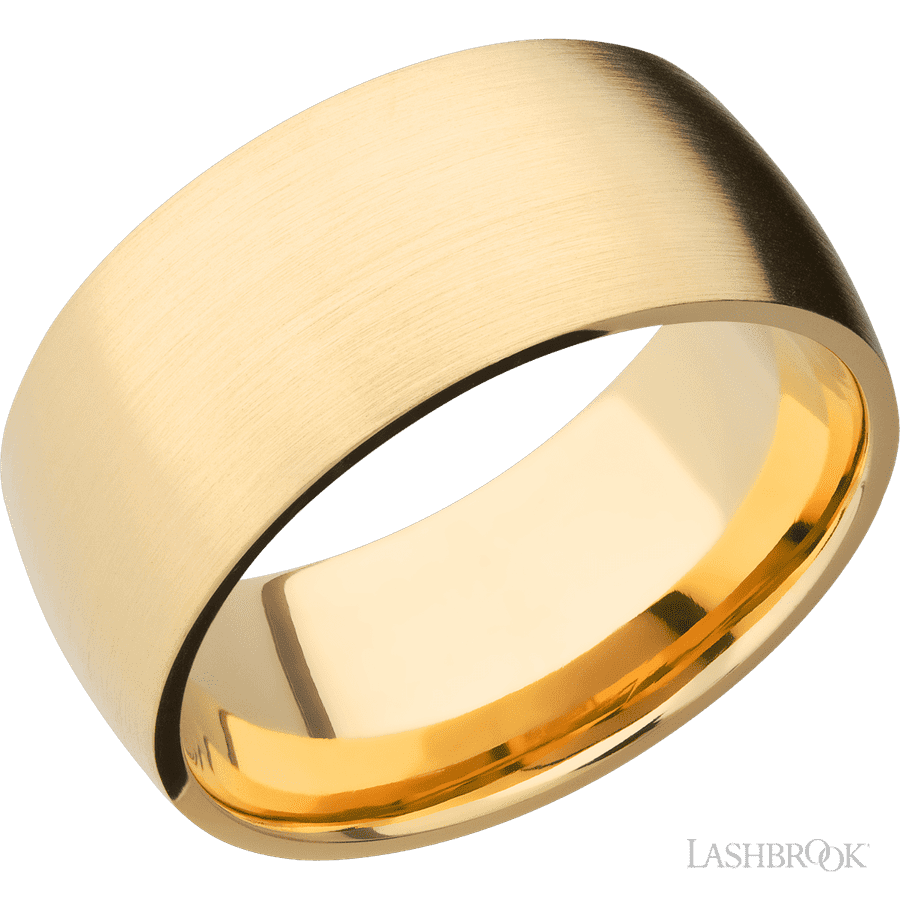 10 mm wide Domed 14K Yellow Gold band.