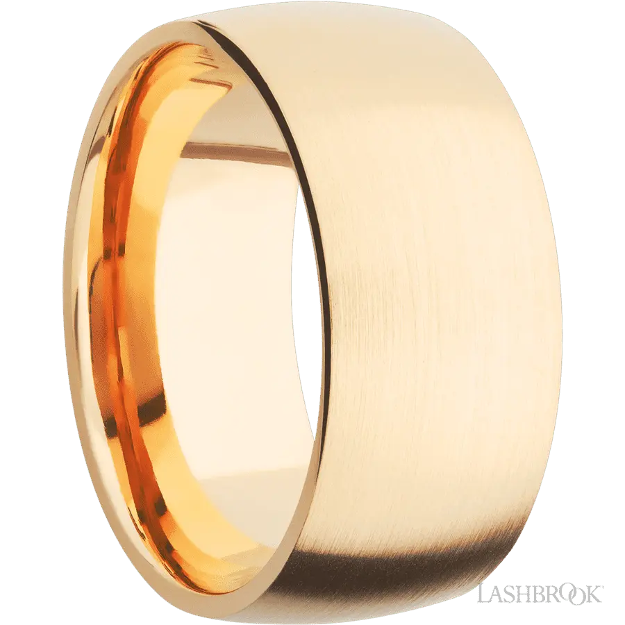 10 mm wide Domed 14K Yellow Gold band.