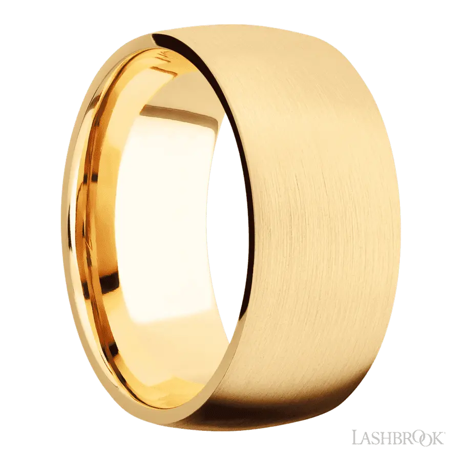 10 mm wide Domed 14K Yellow Gold band.