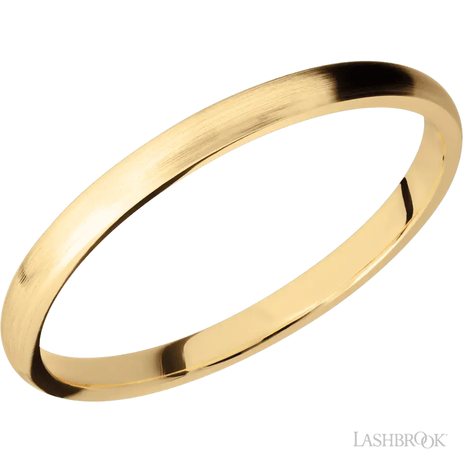 2 mm wide Domed 14K Yellow Gold band. Lashbrook