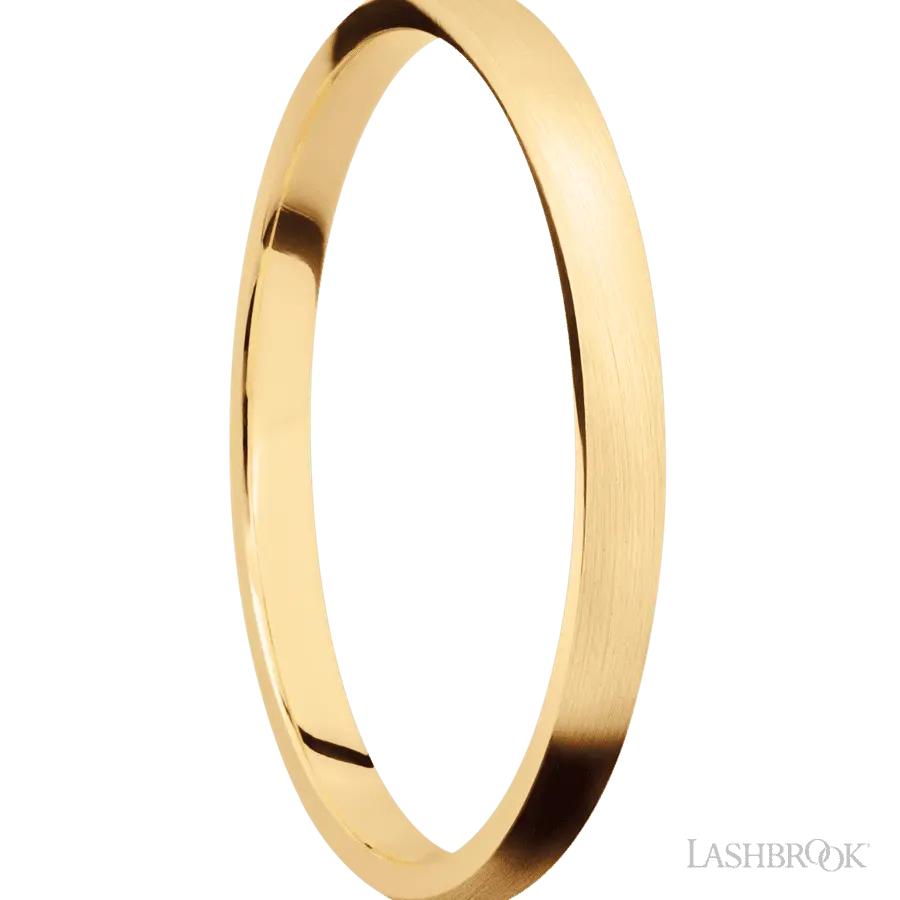 2 mm wide Domed 14K Yellow Gold band.