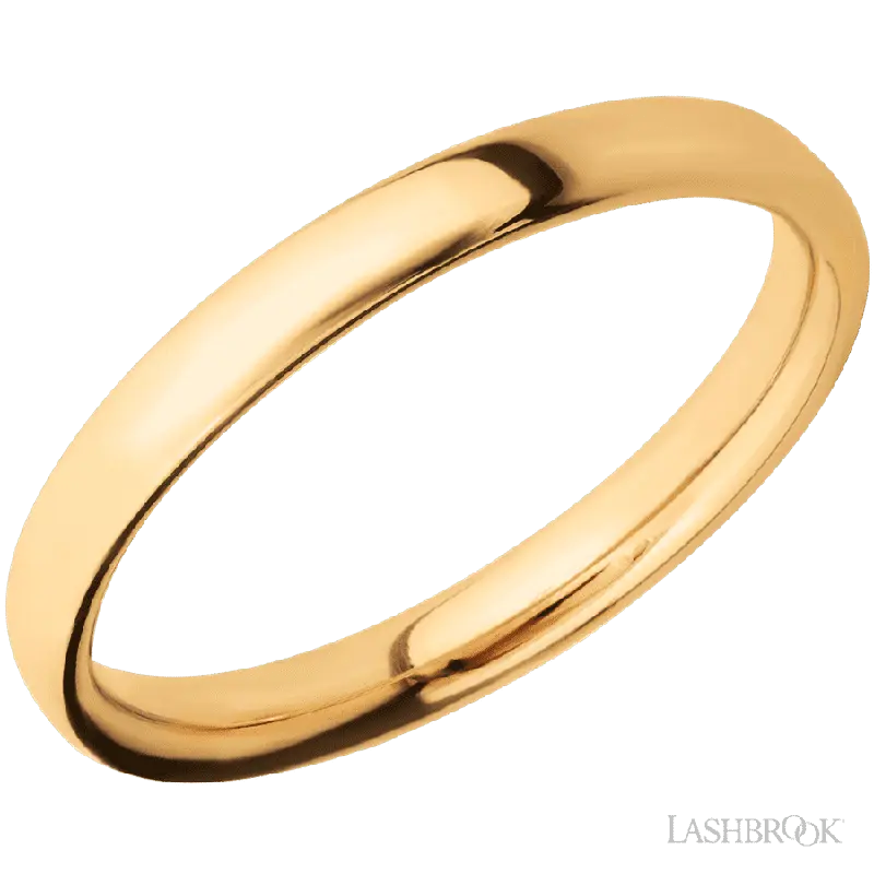 3 mm wide Ultra Comfort (our most comfortable profile) 14K Yellow Gold band.