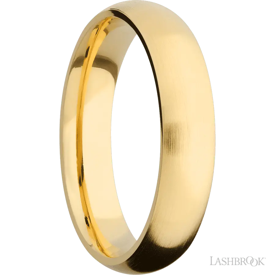 5 mm wide Domed 14K Yellow Gold band.