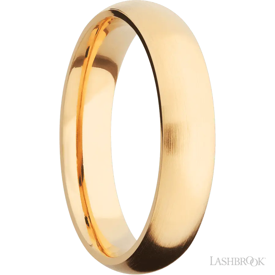 5 mm wide Domed 14K Yellow Gold band.
