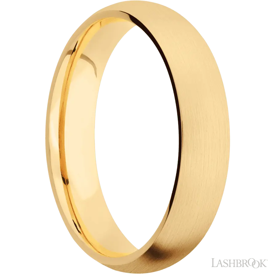5 mm wide Domed 14K Yellow Gold band.