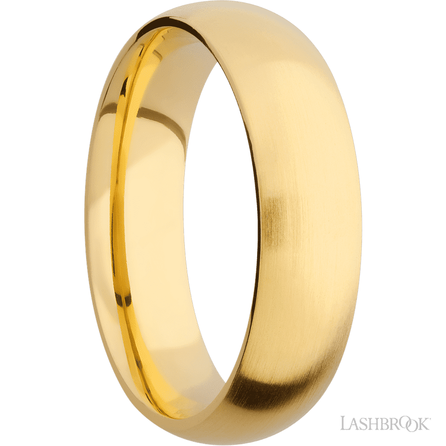 6 mm wide Domed 14K Yellow Gold band.
