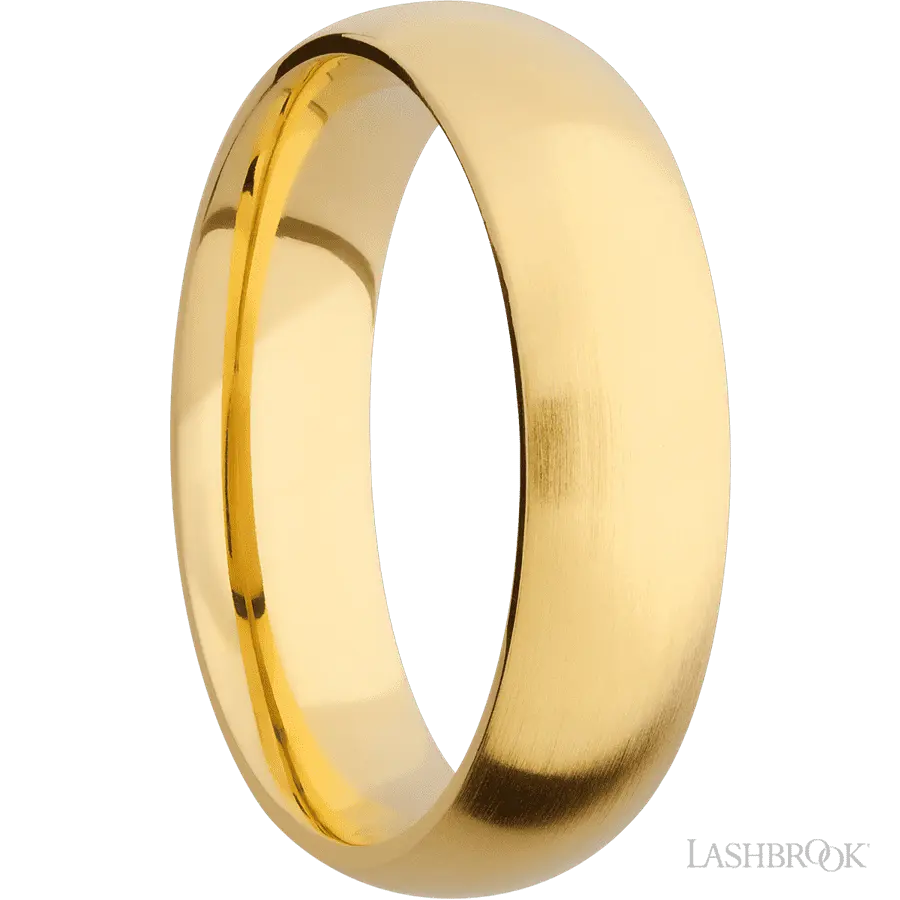 6 mm wide Domed 14K Yellow Gold band.