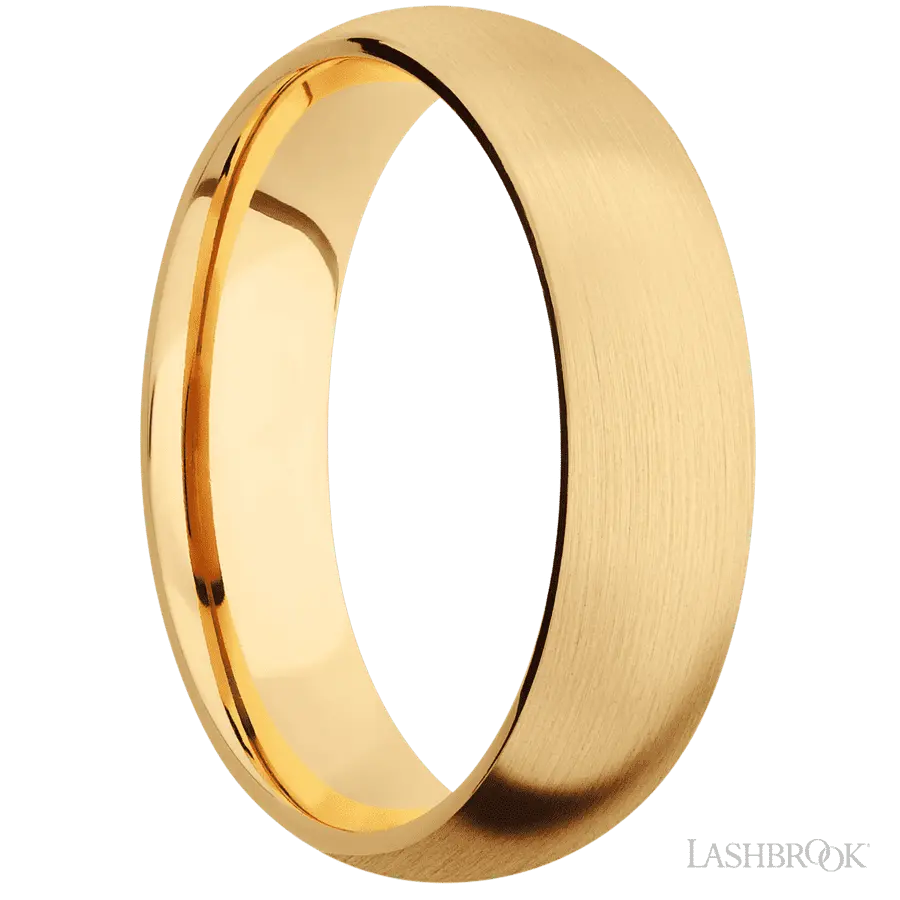 6 mm wide Domed 14K Yellow Gold band.