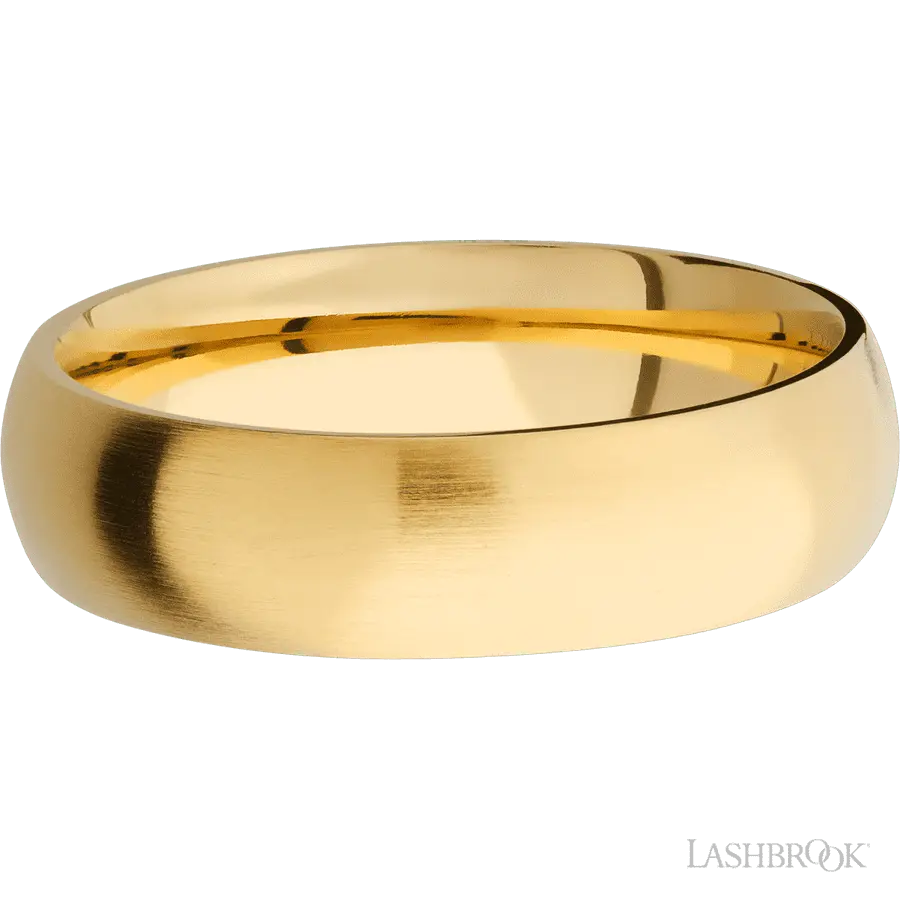 6 mm wide Domed 14K Yellow Gold band. Lashbrook