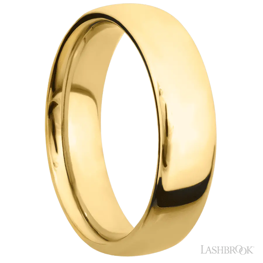 6 mm wide Ultra Comfort (our most comfortable profile) 14K Yellow Gold band.