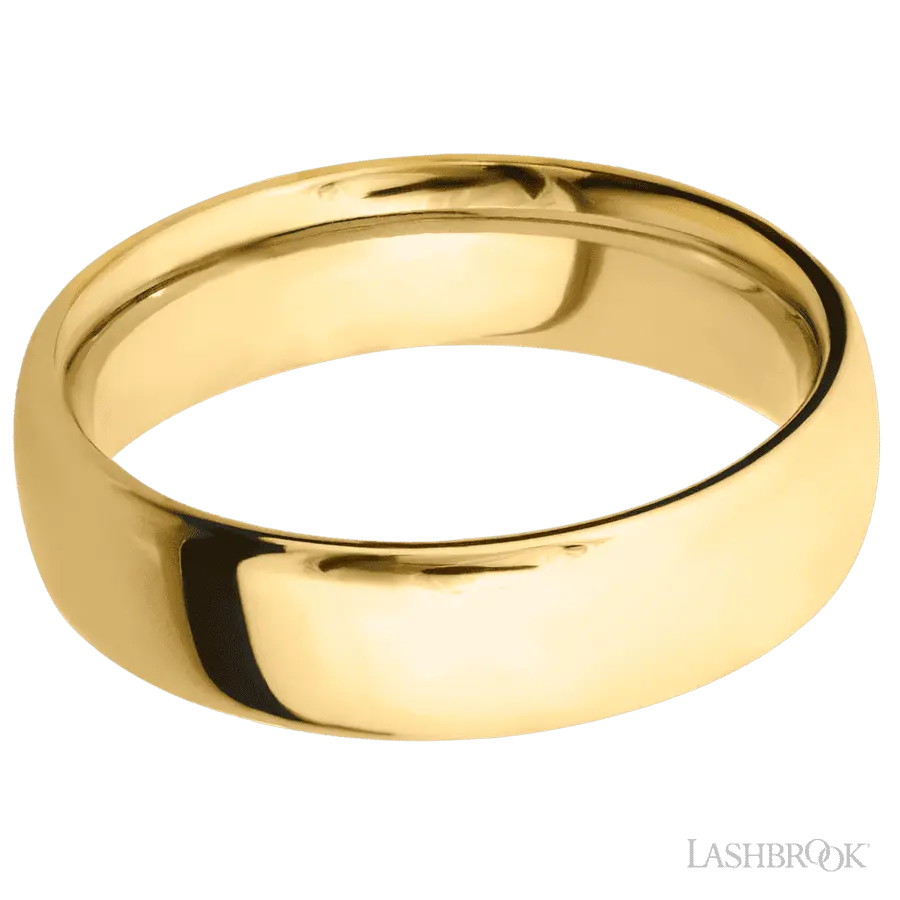 6 mm wide Ultra Comfort (our most comfortable profile) 14K Yellow Gold band.