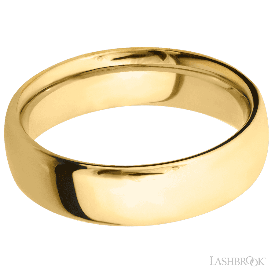 6 mm wide Ultra Comfort (our most comfortable profile) 14K Yellow Gold band.