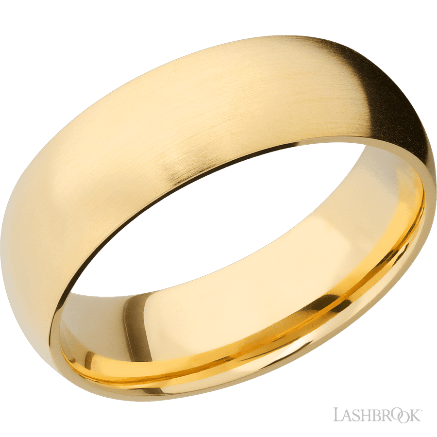 7 mm wide Domed 14K Yellow Gold band.