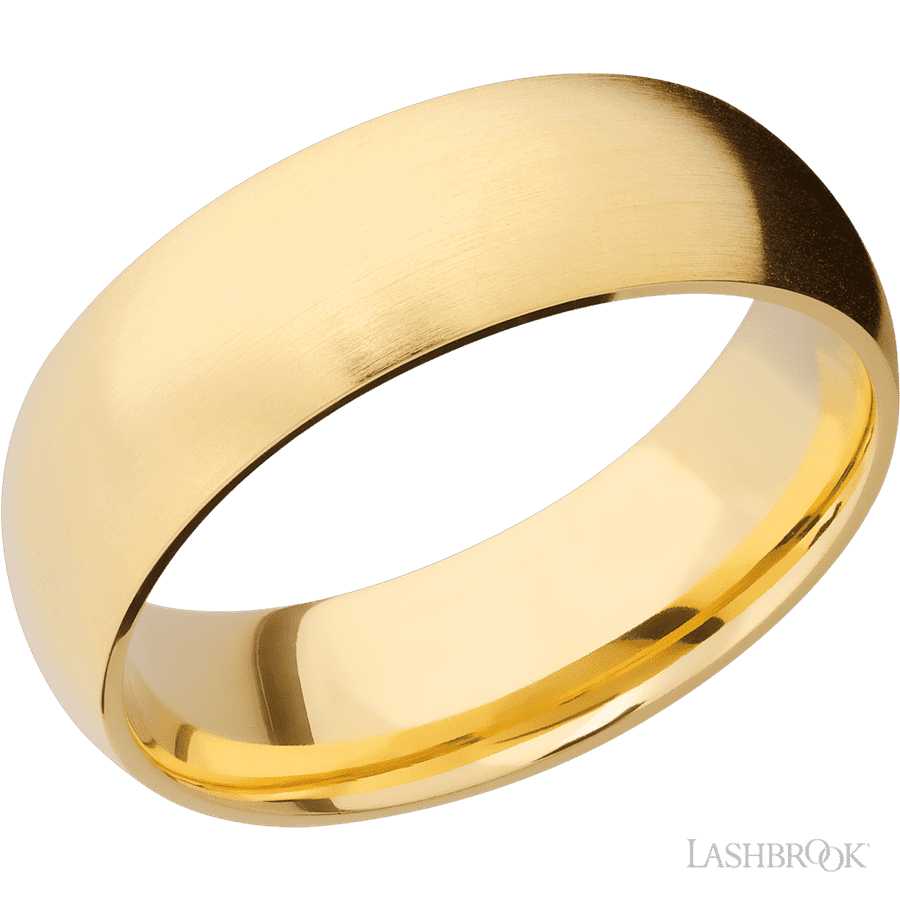 7 mm wide Domed 14K Yellow Gold band.