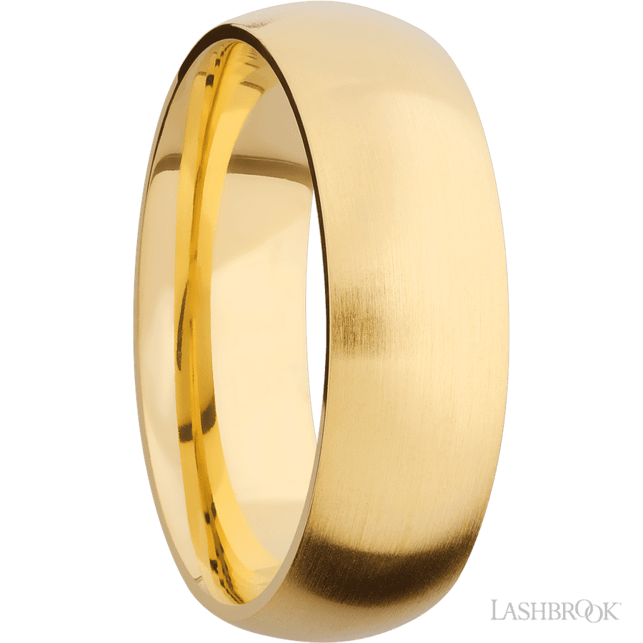 7 mm wide Domed 14K Yellow Gold band.