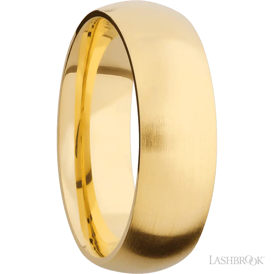 7 mm wide Domed 14K Yellow Gold band.