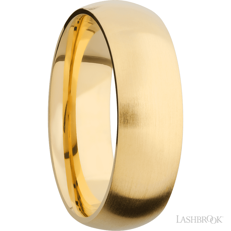 7 mm wide Domed 14K Yellow Gold band.