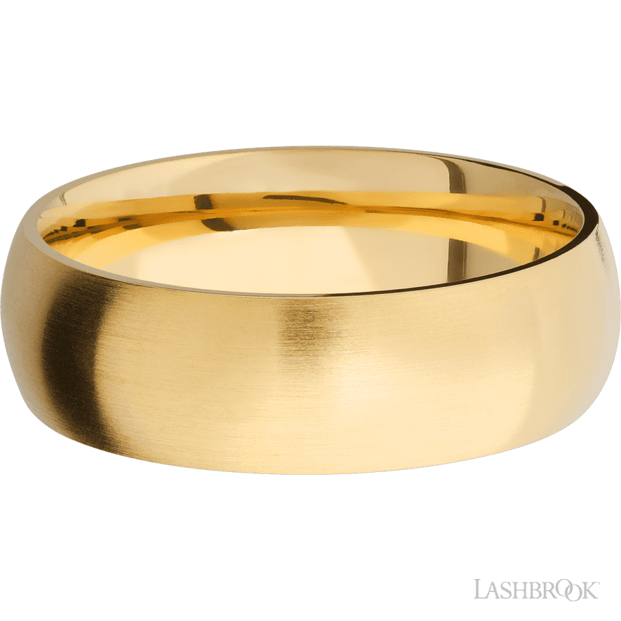 7 mm wide Domed 14K Yellow Gold band.