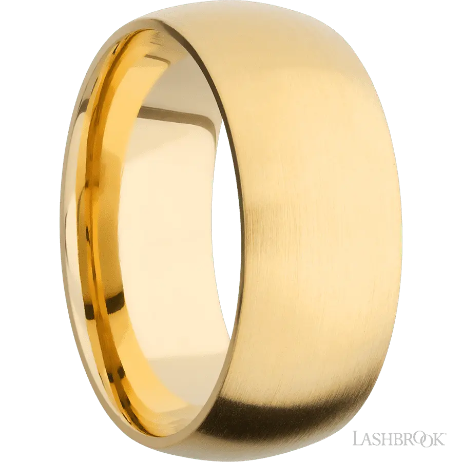 9 mm wide Domed 14K Yellow Gold band. Lashbrook