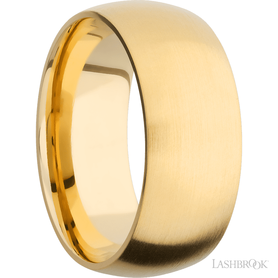 9 mm wide Domed 14K Yellow Gold band.