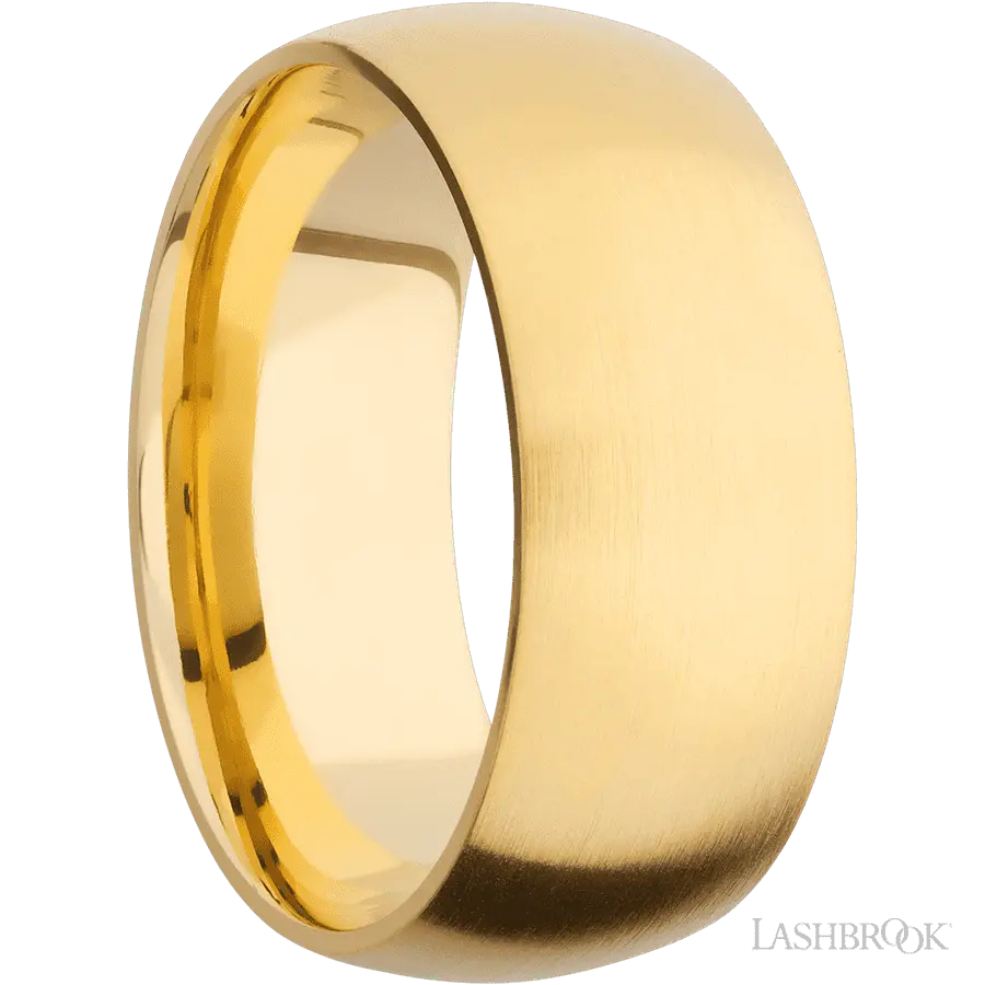 9 mm wide Domed 14K Yellow Gold band.