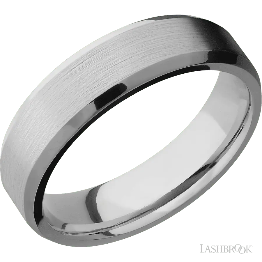 6 mm wide Beveled Titanium band.