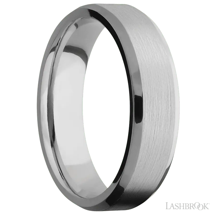 6 mm wide Beveled Titanium band.