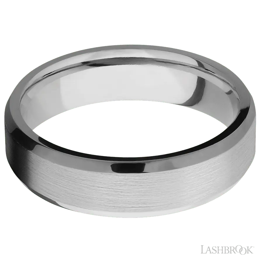 6 mm wide Beveled Titanium band.